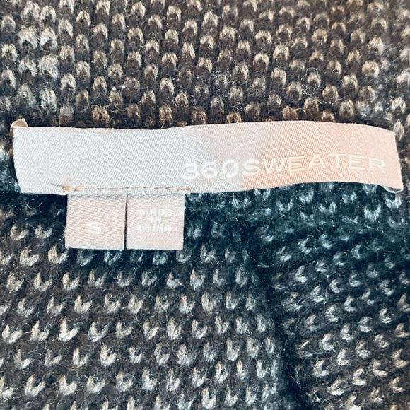 360 Sweater Open Cardigan Sz Small Wool Cashmere Blend Grey Black Hood Stitching - Picture 9 of 16